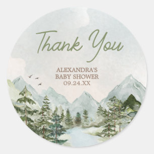 Laat het avontuur beginnen Woodland Baby shower Ronde Sticker