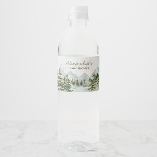 Laat het avontuur beginnen Woodland Baby shower Waterfles Etiket (Voorkant)
