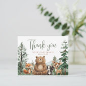 Laat het avontuur beginnen Woodland Boy Baby showe Bedankkaart (Staand voorkant)
