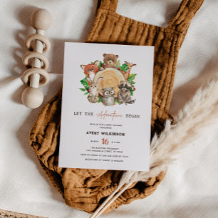 Laat het avontuur beginnen Woodland Boy Baby showe Kaart