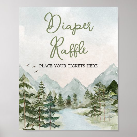 Laat het avontuur beginnen Woodland Diaper Raffle Poster (Voorkant)