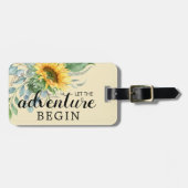 Laat het avontuur beginnen zonnebloem groen bagagelabel (Voorkant horizontaal)