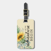Laat het avontuur beginnen zonnebloem groen bagagelabel (Voorkant verticaal)