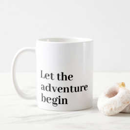 Laat het avontuur beginnen Zwart script Monogram Koffiemok