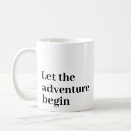 Laat het avontuur beginnen Zwart script Monogram Koffiemok