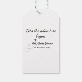 Laat het avontuur begint baby shower Naam toevoege Cadeaulabel