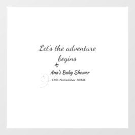 Laat het avontuur begint baby shower Naam toevoege Raamsticker