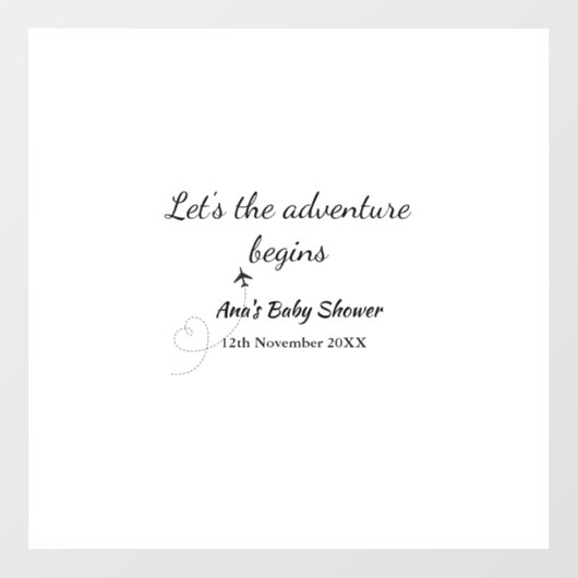 Laat het avontuur begint baby shower Naam toevoege Raamsticker (Vel)