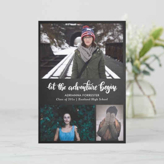 Laat het avontuur Chalkboard beginnen | Afstuderen Kaart (Staand voorkant)