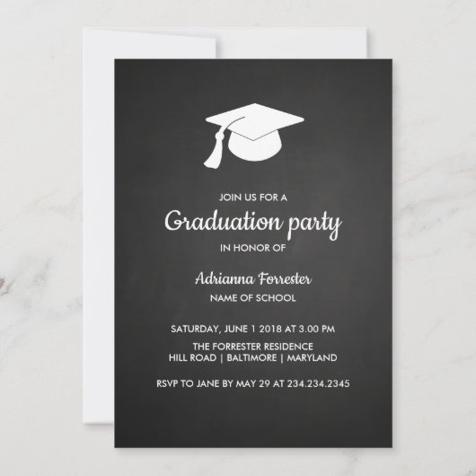 Laat het avontuur Chalkboard beginnen | Afstuderen Kaart (Achterkant)