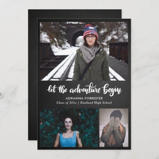 Laat het avontuur Chalkboard beginnen | Afstuderen Kaart (Voorkant / Achterkant)