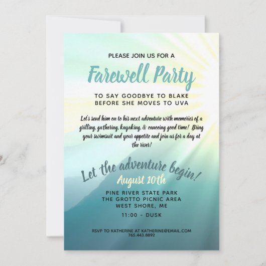 Laat het avontuur de Uitnodiging van de Partij van (Voorkant)