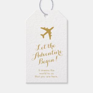 Laat het avontuur met de gouden reis Favor beginne Cadeaulabel