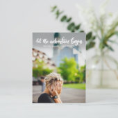 Laat het avontuur met de hand beginnen | Afstudere Aankondigingskaart (Staand voorkant)