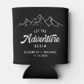 Laat het avontuur met de zwarte bruiloft beginnen blikjeskoeler (Achterkant)