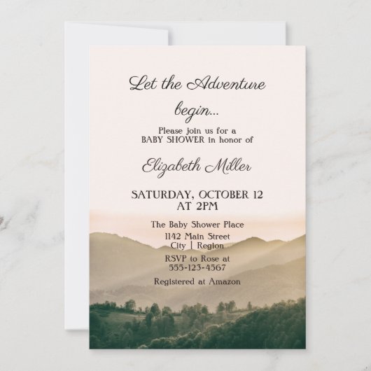 Laat het avontuur met Genderneutraal Baby shower b Kaart (Voorkant)