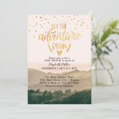 Laat het avontuur met Genderneutraal Baby shower b Kaart (Staand voorkant)