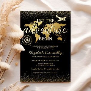 Laat het avontuur met Graduation Partij beginnen Folie Uitnodiging