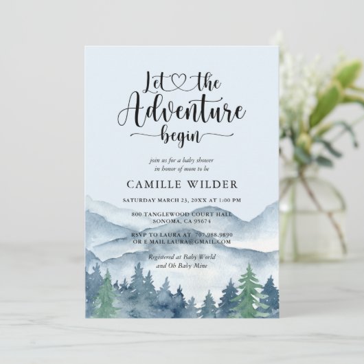 Laat het avontuur met het Baby shower van Forest B Kaart (Staand voorkant)