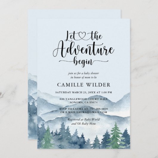 Laat het avontuur met het Baby shower van Forest B Kaart (Voorkant / Achterkant)
