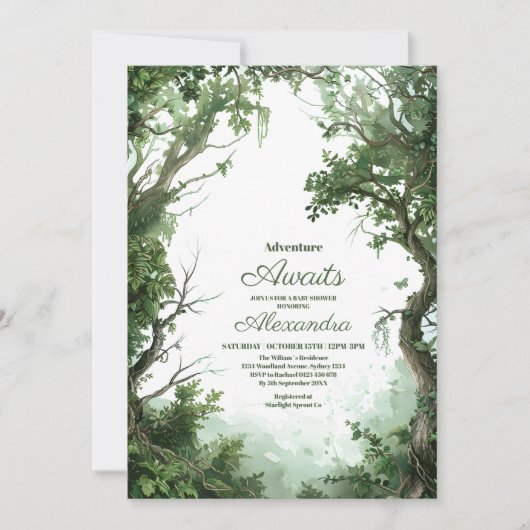 Laat het avontuur met het Baby shower van Mountain Kaart (Voorkant)