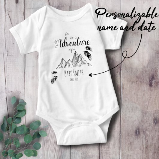 Laat het Avontuur met personaliseerbare naam Baby  Romper