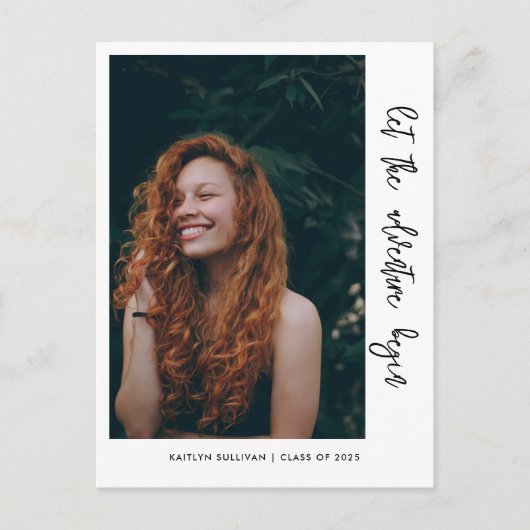 Laat het avontuur script Casual beginnen | Afstude Aankondigingskaart (Voorkant)