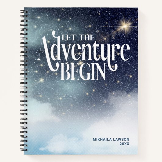 Laat het avontuur Sterrennacht Celestial beginnen Notitieboek (Voorkant)