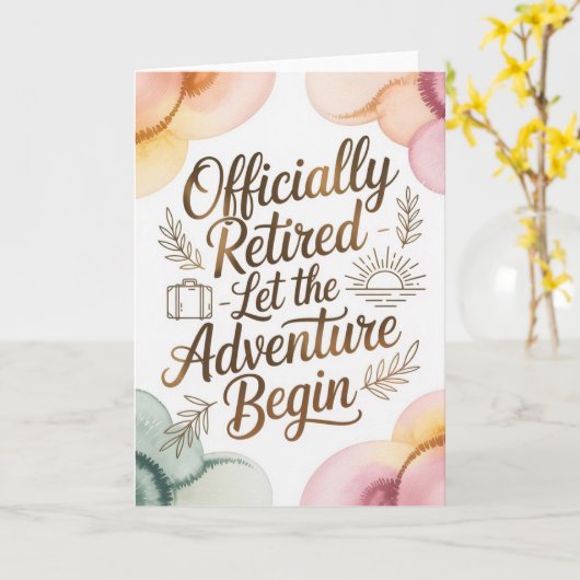 Laat het avontuur van de pensionering beginnen kaart (Gele Bloem)