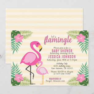 Laat het Baby shower Flamingle Pink Flamingo Flami Kaart