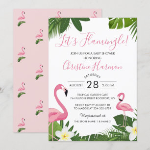 Laat het Baby shower van Tropische Roze Flamingo F Kaart