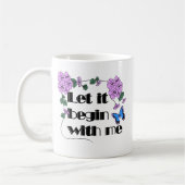 Laat het beginnen met Gezegde bloemen vlinder Koffiemok (Links)