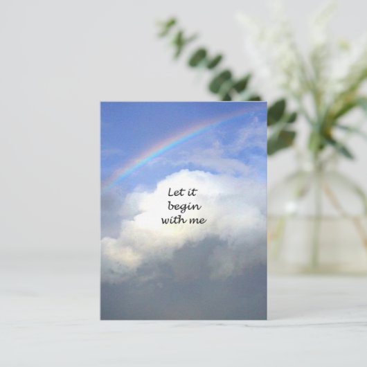 Laat het beginnen met mij briefkaart (Staand voorkant)