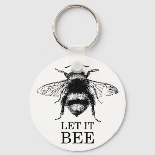 Laat het Bij Vintage Natuur Hommel Sleutelhanger