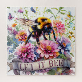 Laat het Bij Zijn – Waterverf Hommeltje Lente Bloe Legpuzzel