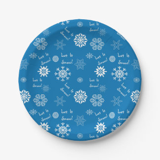 Laat het blauw gaan sneeuwen papieren bordje