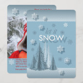 Laat het Blauwe Foto Uitnodiging Sneeuwen (Voorkant / Achterkant)