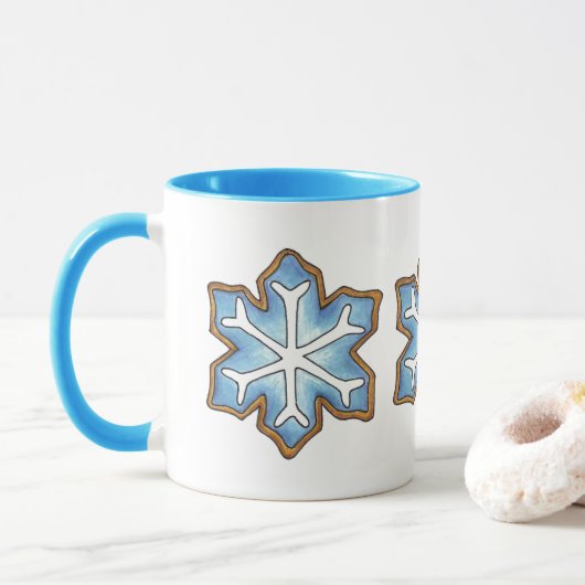 Laat het Blauwe Kerstmis Hanukkah Winter Holiday S Mok (Met donut)