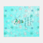 Laat het Blauwgroen sneeuwvlokken sneeuwen en Snow Fleece Deken (Voorkant (Horizontaal))