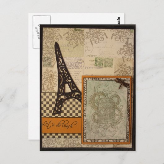 Laat het Briefkaart Eiffeltower Lunch (Voorkant / Achterkant)