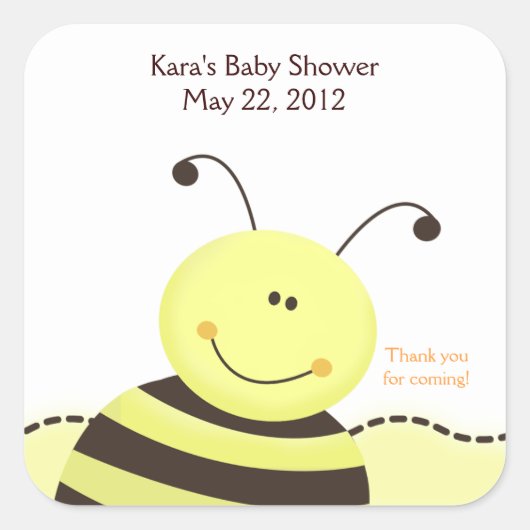Laat het Bumble Bee SQUARE Favor Sticker (Voorkant)