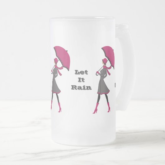 Laat het Dame Rain Frosted 16 oz Mok van glas (Voorkant rechts)