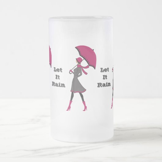 Laat het Dame Rain Frosted 16 oz Mok van glas (Center)