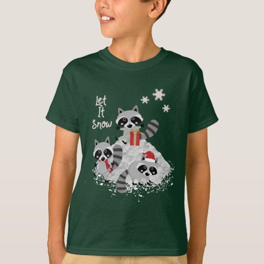 LAAT HET DE CHRISTMAS RACCOONS KINDER GEVEN T-SHIRT (Voorkant)