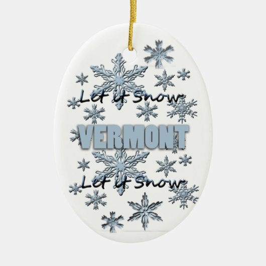 Laat het de kerstversiering van Vermont Sneeuwen Keramisch Ornament (Voorkant)