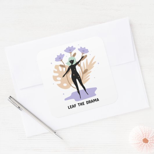 Laat het drama los vierkante sticker (Envelop)