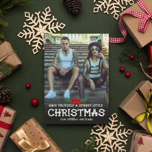 Laat het een enge kleine Kerstmis zijn foto Feestdagenkaart