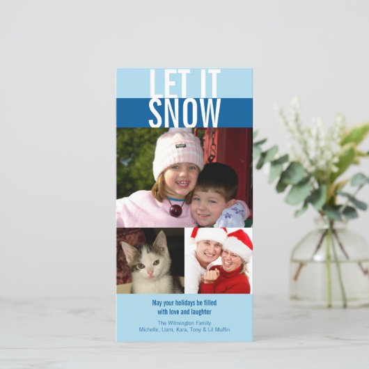 Laat het een gedurfde marineblauwe kerstgroet snee feestdagenkaart (Staand voorkant)