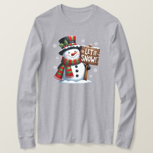 Laat het een lange hoes met T-shirt sneeuwen (Design voorkant)