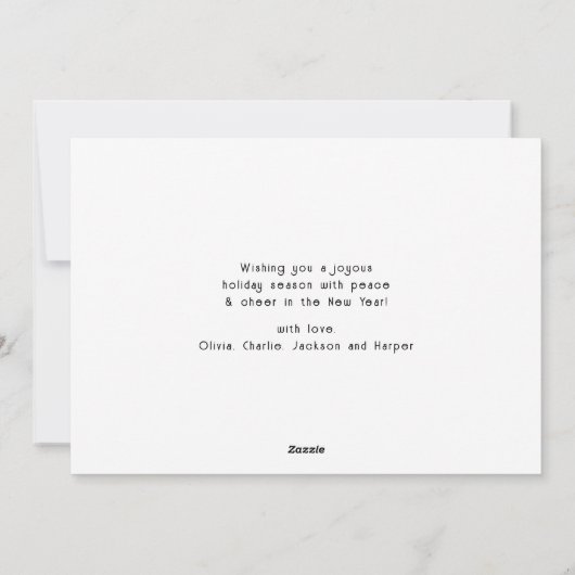 Laat het een minimalistisch eenvoudig script zijn feestdagenkaart (Achterkant)